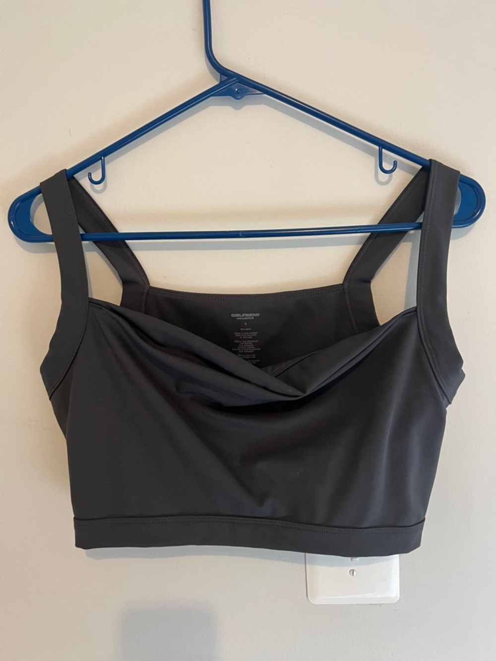 girlfriend collective grey Julia Cowl Neck Bra
